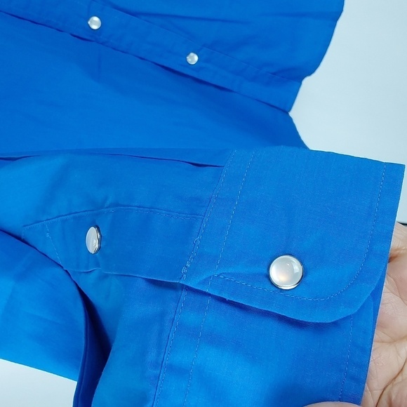 Duke Haband Bright Blue Pearl Snap Western Cowboy Shirt Sz.Large - Picture 4 of 9